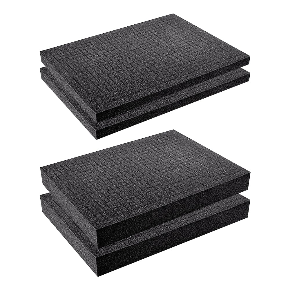 Silkwish 4 pieces grid foam cube foam, 2 pieces 400 x 300 x 50 mm and 2 pieces 400 x 300 x 25 mm, tool box, camera case, foam, case insert protection for tabletop, camera and tools