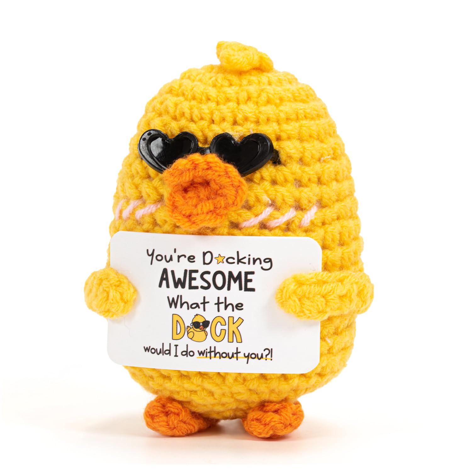 Kunoli Positive Duck Gift, Emotional, Support & Good, Luck Knitted Toy with an Encouraging Affirmation Card