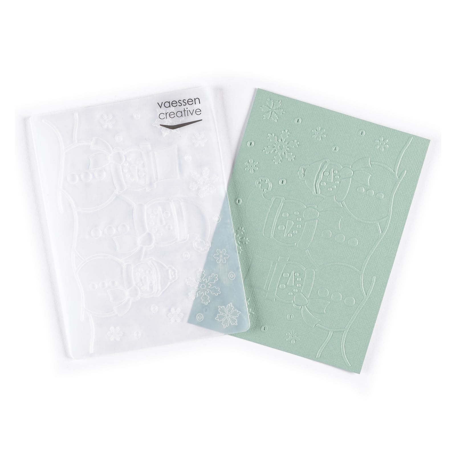 Vaessen Creative Carpeta de Embossing Muñecos de Nieve 14,6 x 10,7 cm – Plantilla de Repujado para Tarjetería, Scrapbooking, Journaling – Reutilizable, Resultados Precisos, Para Máquinas de Troquelado