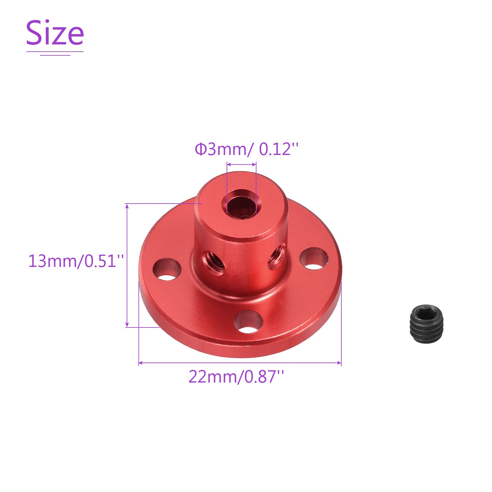 DMiotech 4 Pack 3mm Inner Dia H13xD10 Flange Coupling Connector Rigid Guide Shaft Support Coupler Shaft Coupling with Screws for DIY RC Model Motors Red - Image 3
