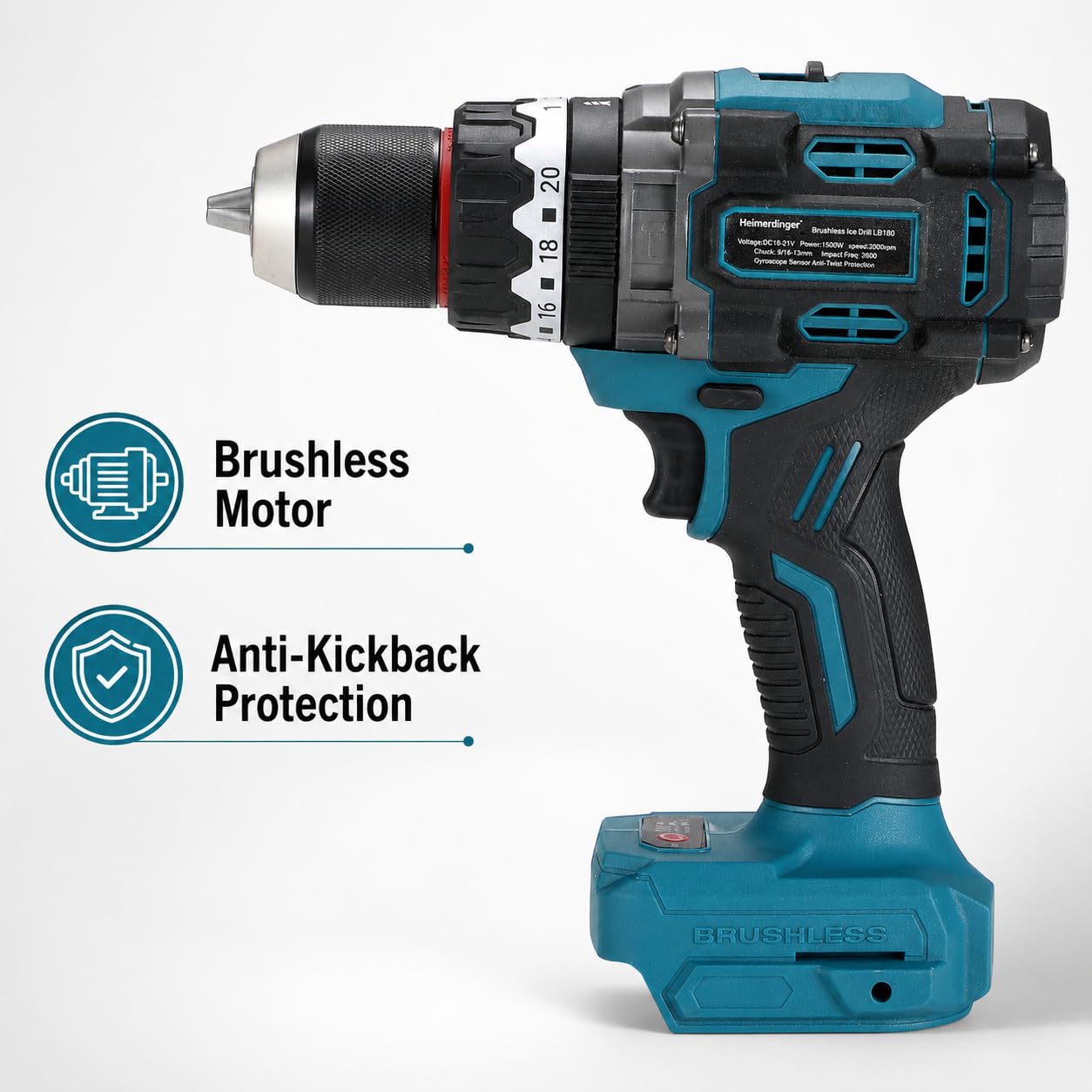 13MM Bürstenloser Akku Bohrschrauber für Makita 18V Akku, 160 Nm Elektrischer Schlagschrauber, Gyrosensor-Anti-Twist-Schutz
