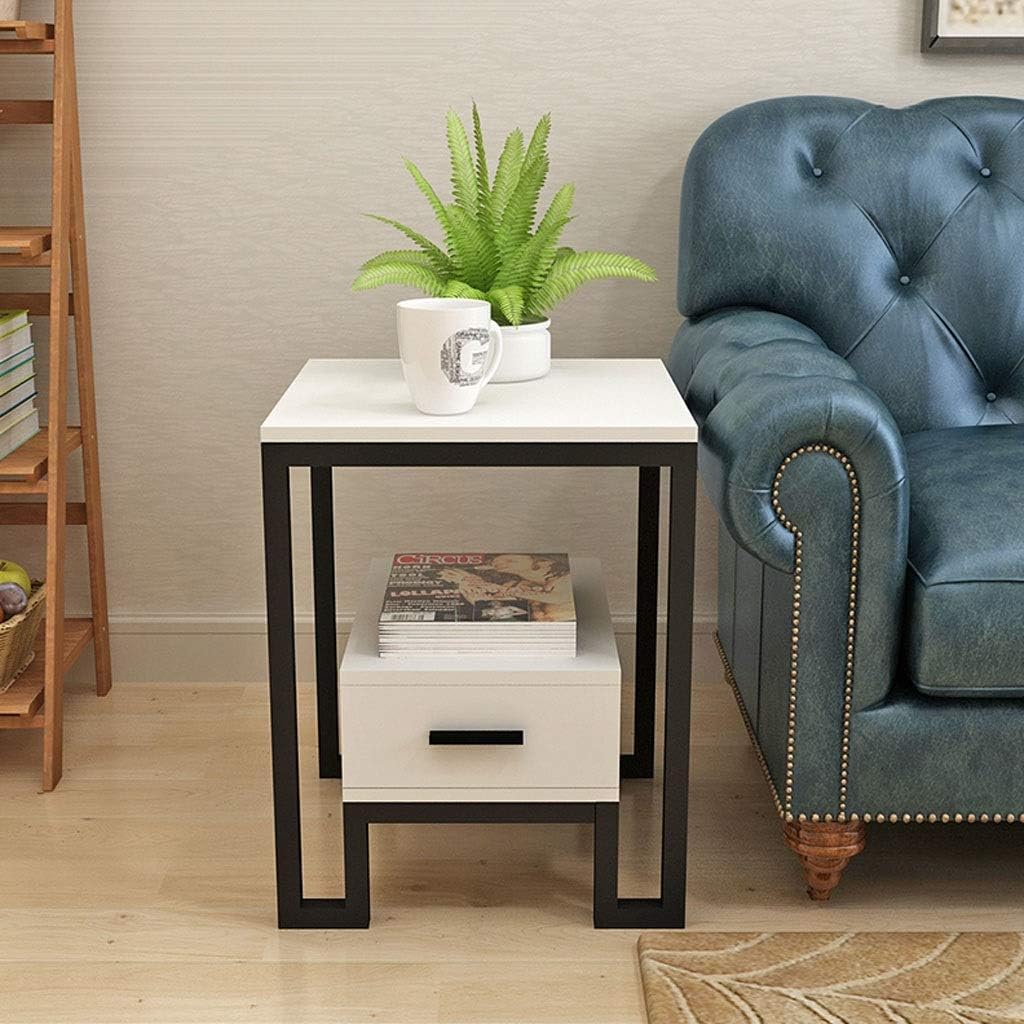 Aany Coffee Table Metal Side Table Simple Double Small Coffee Table Sofa Living Room Storage Rack Bedroom Telephone Table Balcony Garden Leisure Side Table (Color : Black, Size : B) : Home & Kitchen