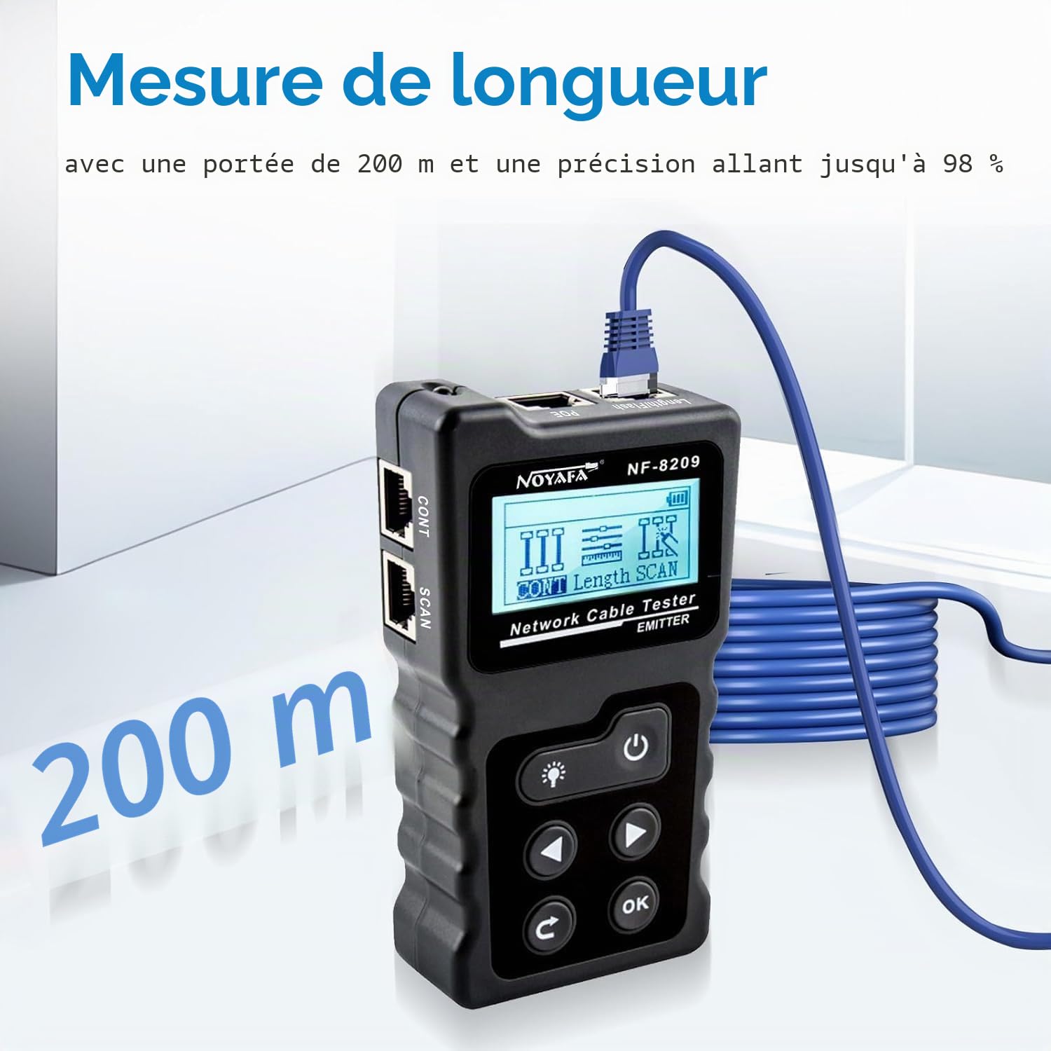 NOYAFA Testeur de câble avancé avec tracker de fil PoE multifonction câble de réseau testeur de câble pour te toner, kit d'outils avec sac sonde audio pour LAN CAT5 CAT6 Tracker
