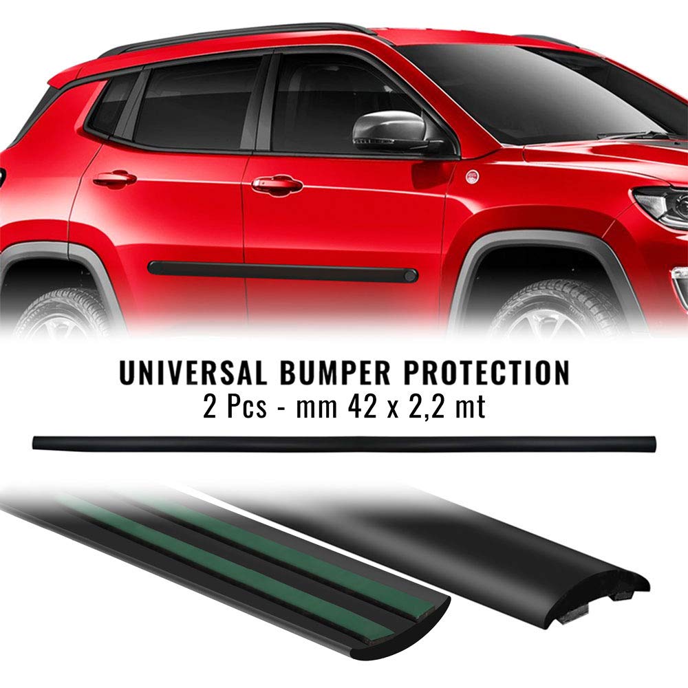 4R Quattroerre.it 12280 Bumper Moulding for Car, 42 mm x 2.2 m, 2 Pieces