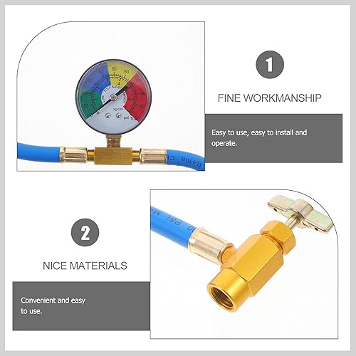 Miniatura 7 de BESPORTBLE Manguera de carga de aire acondicionado con medidor para automóvil, rosca de 12 para Estados Unidos y Europa