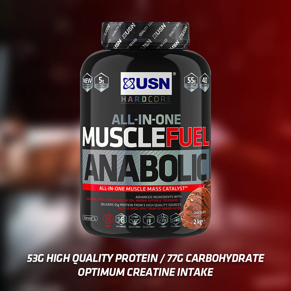 USN Muscle Fuel Anabolic - Protéines en Poudre pour Shaker Protéiné, Musculation, Saveur Cookies & Cream, 2 kg, MUS035