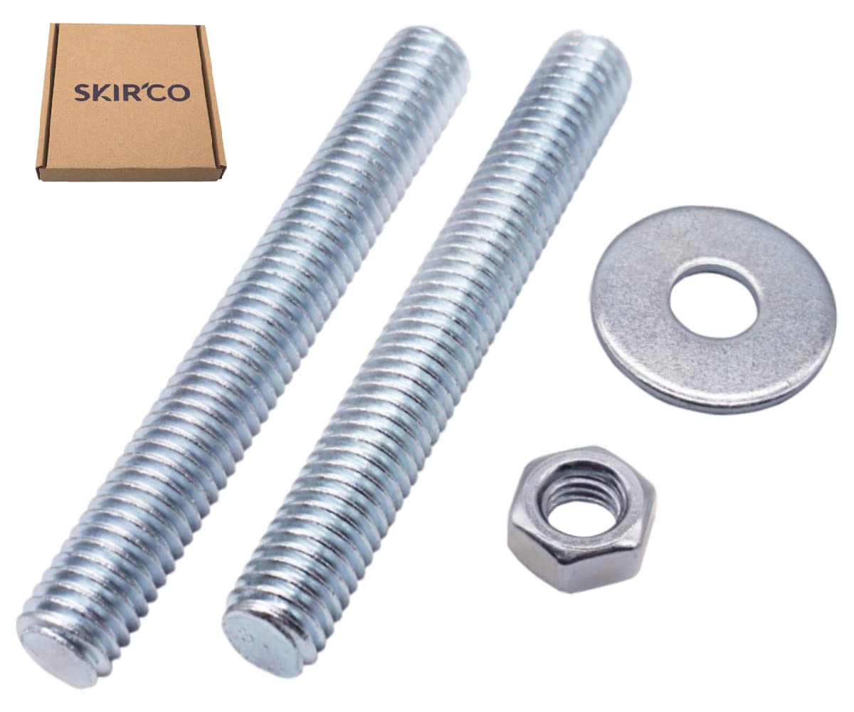 SKIR'CO (4pcs) M8 x 120mm Fully Threaded Steel Rods, Screw Rods with Hex Nuts and Washers, Stud Rod