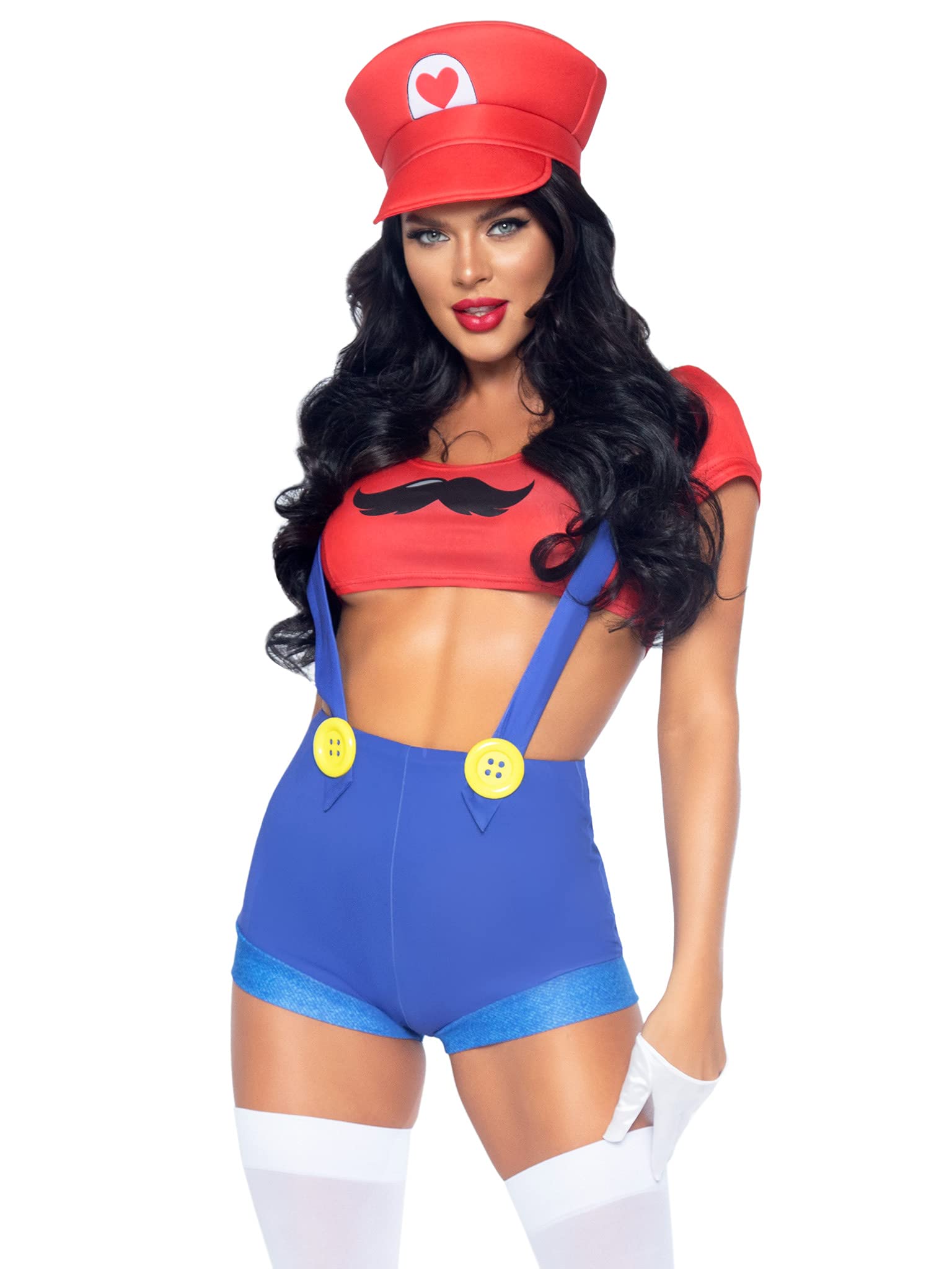 Leg AvenueLeg Avenue Women's 3 Pc Sexy Gamer Babe Costume with Crop Top, Suspender Shorts, Hat