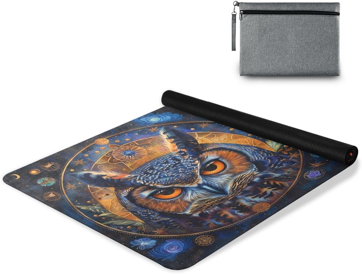ALAZA Boho Astrology Owl Yoga Mat Non Slip Fitness Exercise Mat, Workout Mat for Yoga, Pilates and Floor Exercises