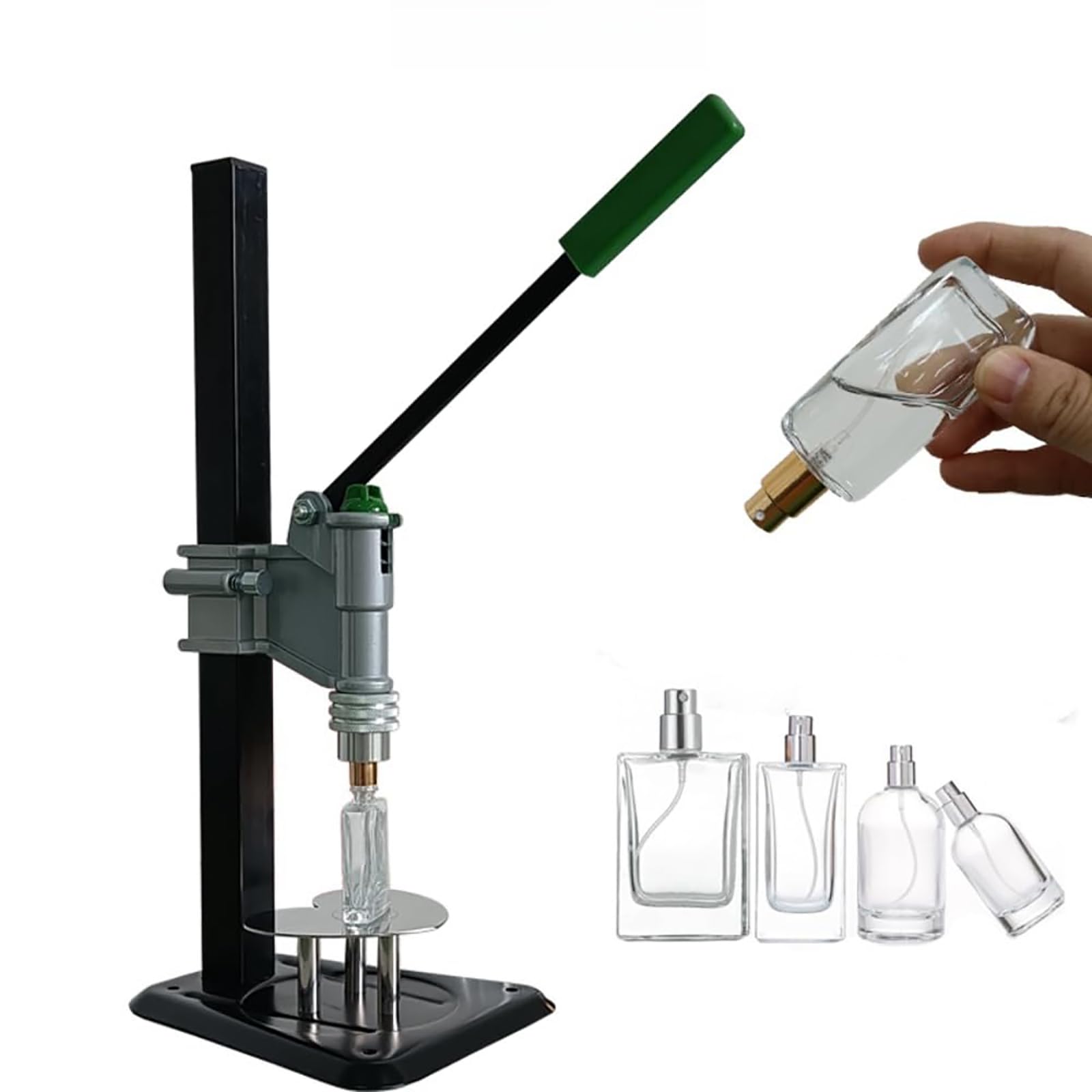 13 mm Hand-Crimper Vial Sealer – Manueller Flaschenverschluss für Parfümflaschen, Kunststoffkappen – höhenverstellbare Crimpmaschine und Parfümversiegelungswerkzeug