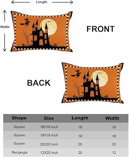 Miniatura 6 de Juego de 2 fundas de almohada de Halloween de 20 x 12 pulgadas, juego de 2 fundas de almohada decorativas de castillo embrujado, fundas de cojín