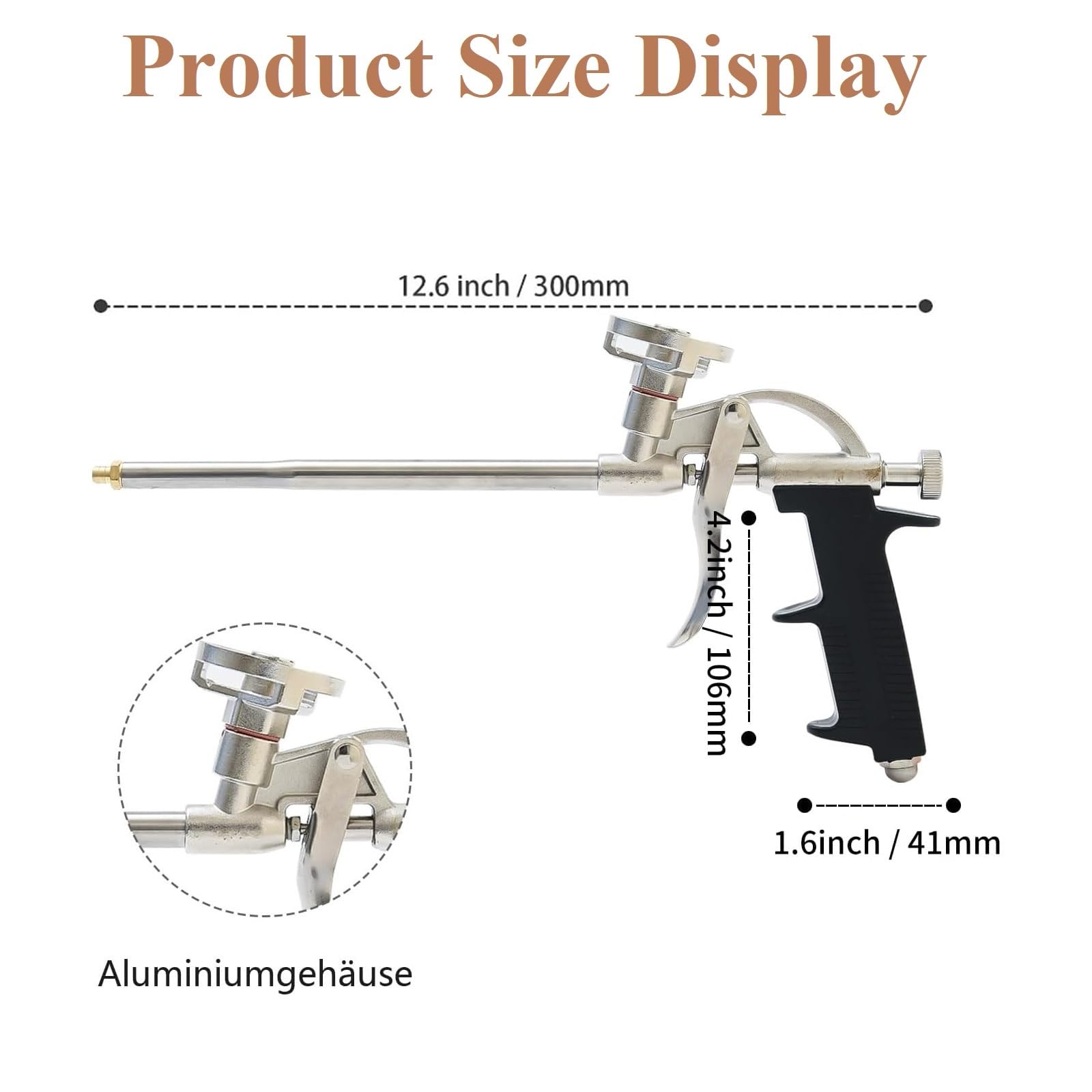 Pistola per Schiuma Poliuretanica,Pistola a Schiuma Rivestita,Pistola di Schiumatura,Pistola Schiuma Metallo,Pistola Schiuma Espansa PU per Sigillare,Riempimento,Sigillare,Uso Domestico e Ufficio