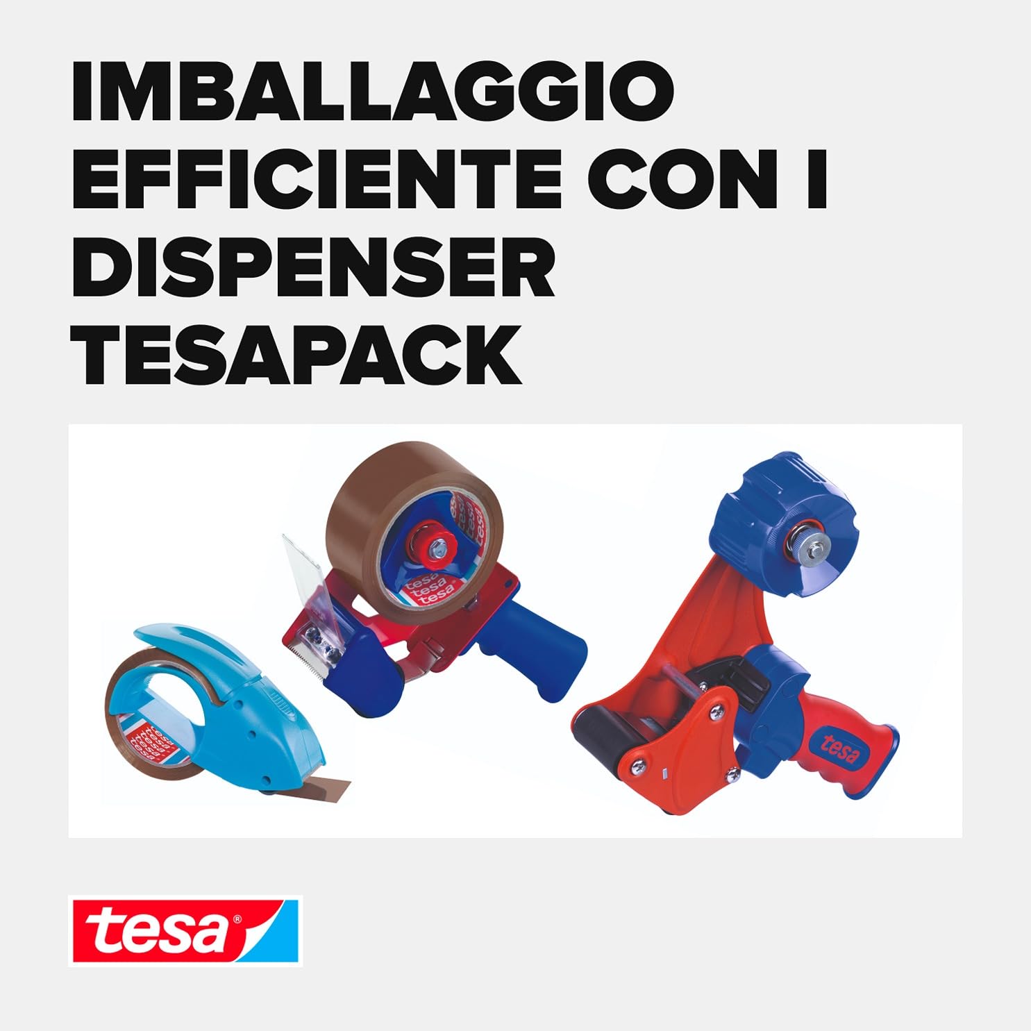 tesa 56403 Dispenser Manuale CLASSIC - Dispenser Manuale per Nastri per l'Imballaggio fino a 50 mm di Larghezza