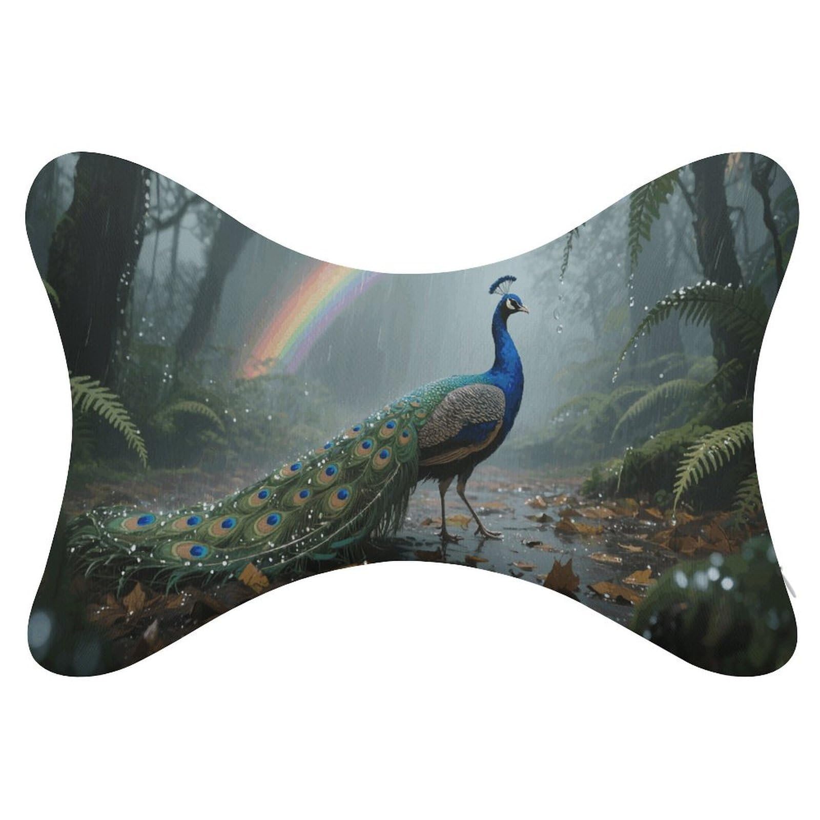 VstaDank Forest Peacock Car Pillow Soft Car Neck Pillow Breathable Dog Bone Shaped Travel Neck Pillows Washable Removable All-Season Universal Cars Head Rest Pillows