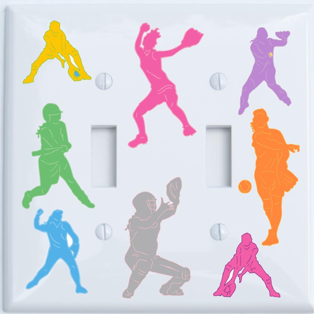 Girls Softball Light Switch Plate and Outlet Covers/Softball Room Decor (Double Toggle Switch Plate)