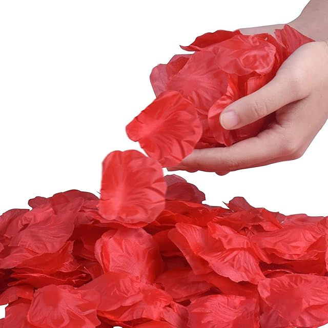 Lucgifou 3000 Pieces Silk Rose Petals, Artificial Rose Flowers No-Taste Emulation Rose Petals for Romantic Scenes Wedding Anniversary, birthday, Confession Decoration, Waterproof and Do Not Fade