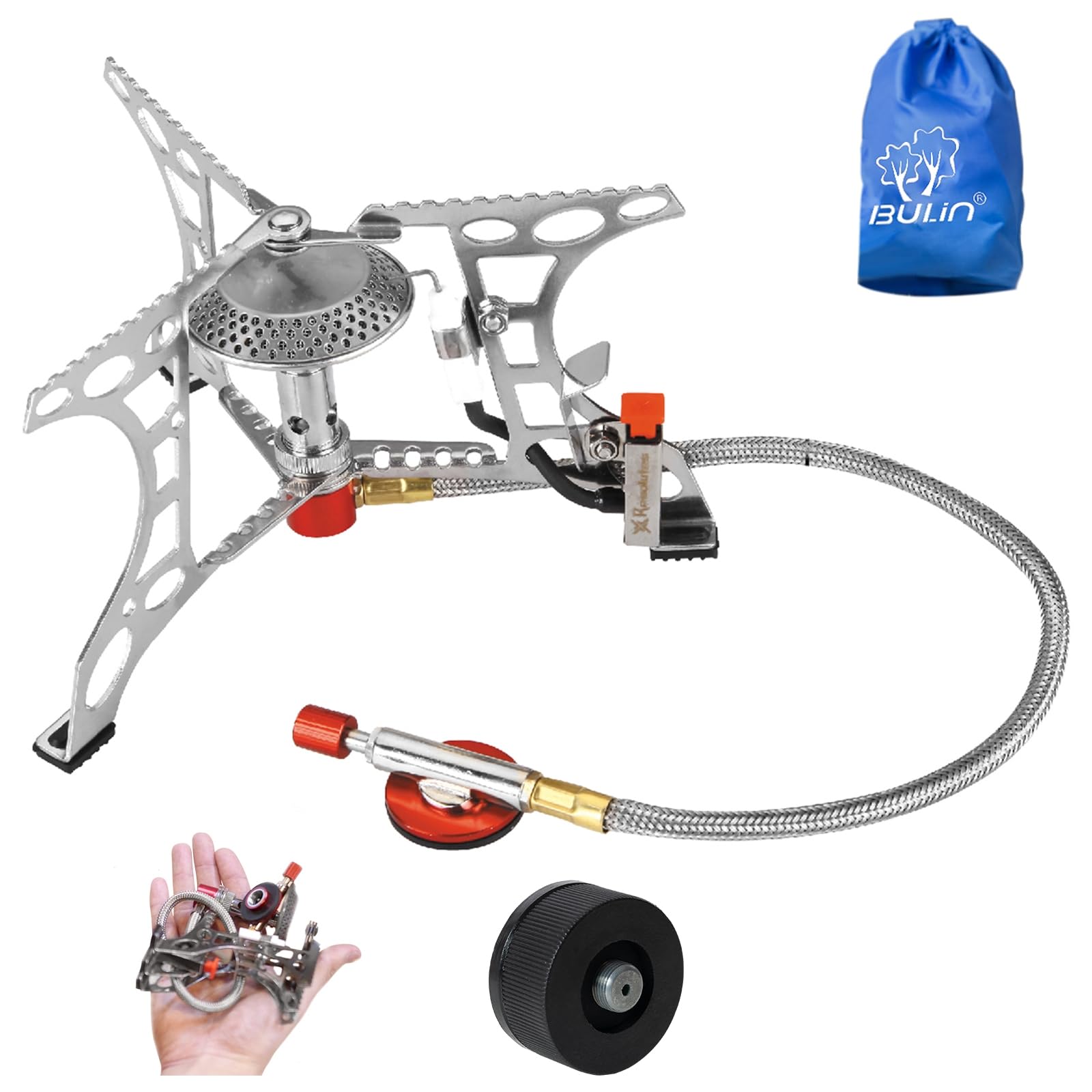 Bulin hornillo de Camping con Encendido piezoeléctrico, hornillo de Gas Plegable a Prueba de Viento, Ideal para Outdoor, Camping, Trekking, Senderismo y Picnic