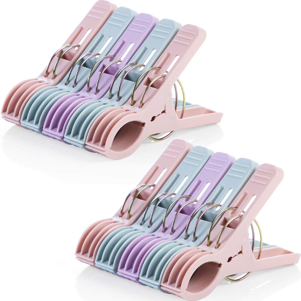 Beach Towel Clips 10 Pack Chair Clips Clothes Pins Towel Holder for Pool Chairs Cruise Jumbo Size Large Plastic clothespins Clothes Pegs Hanging Big Clip Clamps