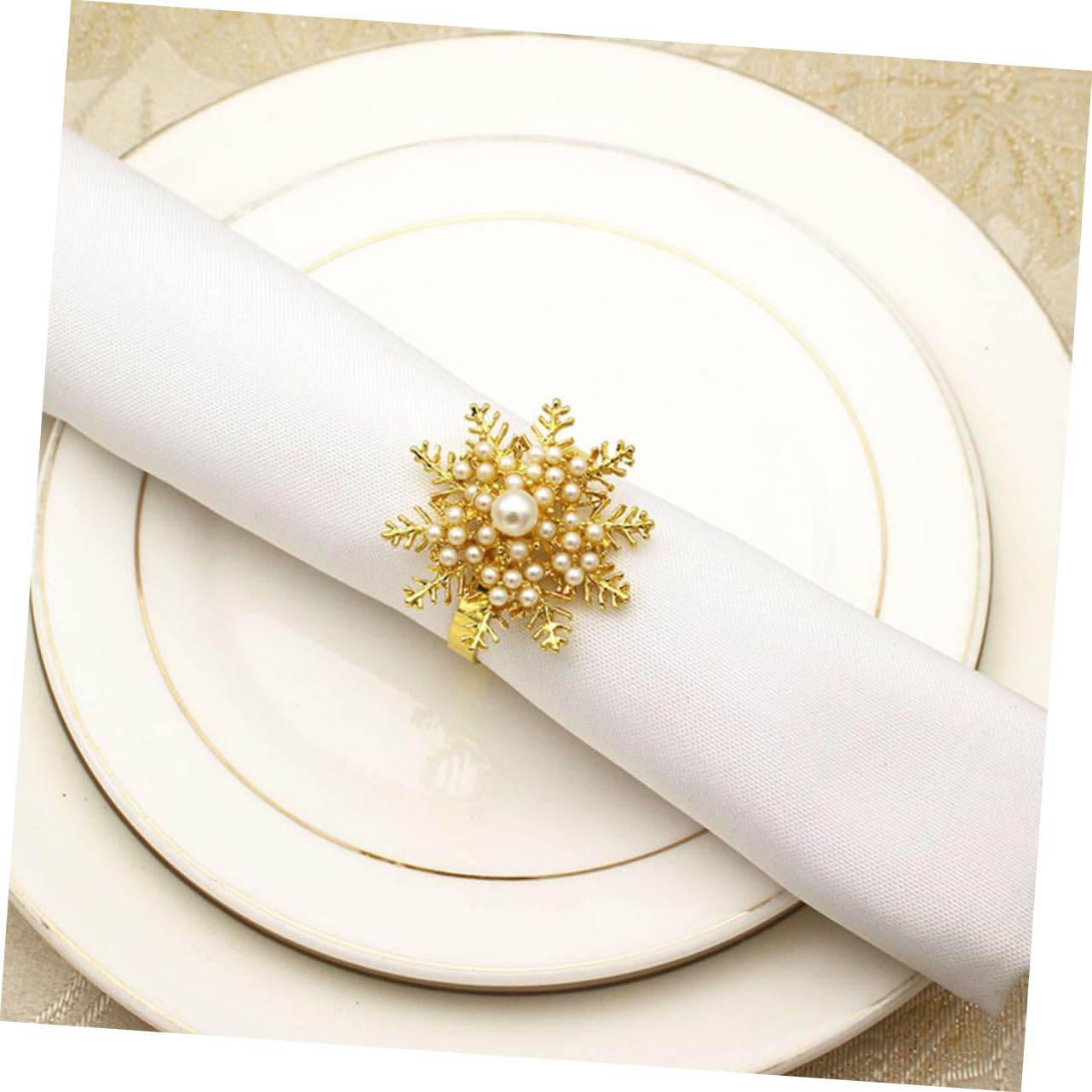 TOPBATHY 2 Set Fibbia Del Tovagliolo Del Fiocco Di Neve Figurina Decorazioni in Oro Titolari Natalizio Natalizie Portatovaglioli Domestici Portatovaglioli Creativi Lega Golden 6 Pezzi * 2