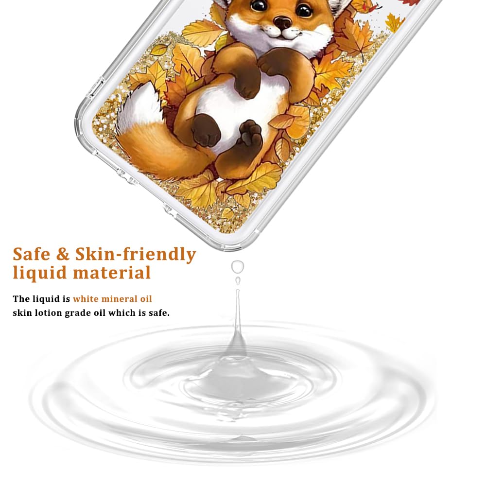 Funda con Purpurina para Samsung Galaxy S20 FE, Linda Funda de Silicona con Patrón de Zorro con Arenas Movedizas Brillantes y Cojín de Parachoques de TPU Suave