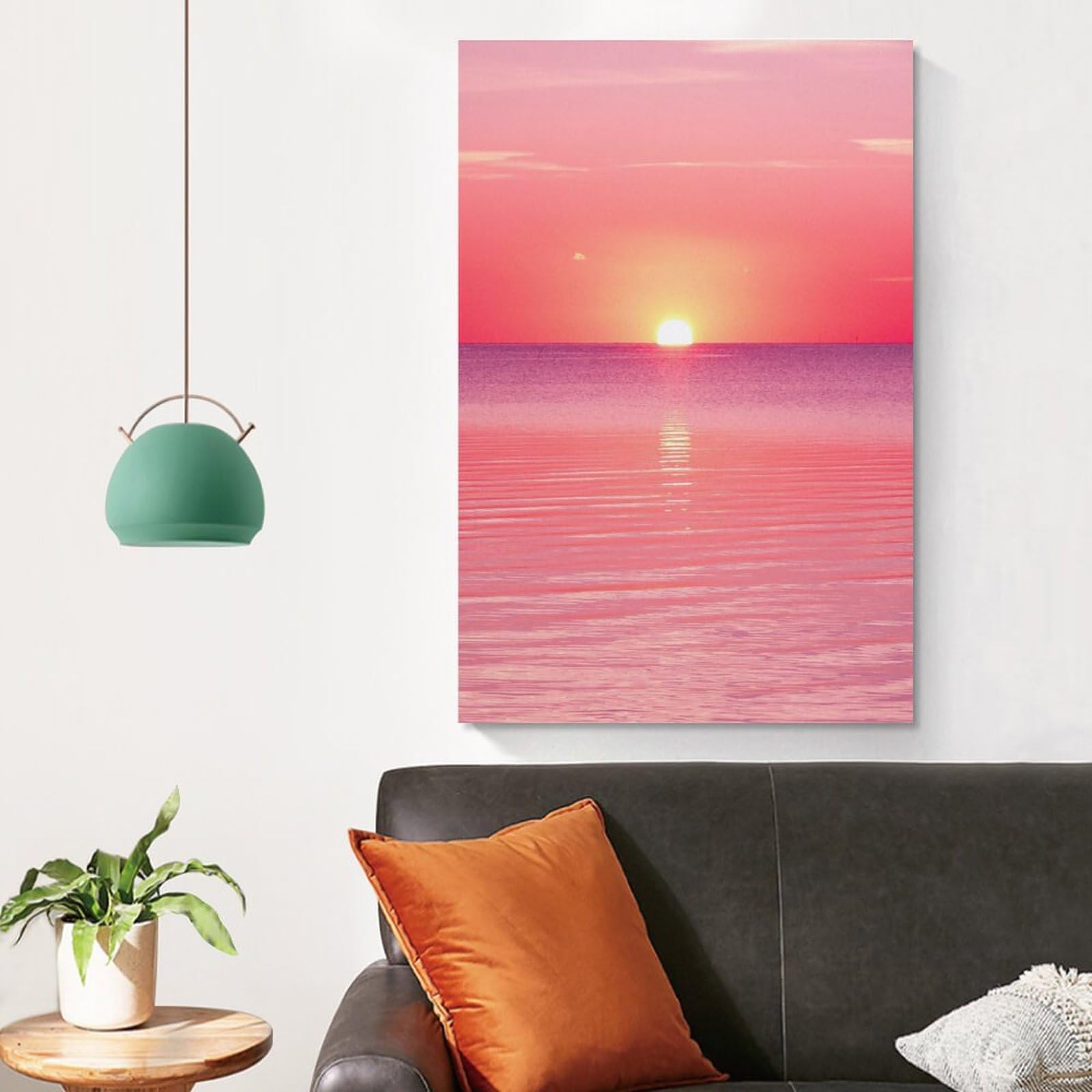 Amazon.co.jp: ピンクの海の夕日 アートパネル 静かな海 魅惑的な色彩