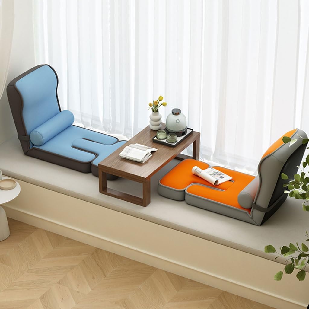 Adjustable Floor Seating with Back Support Video Gaming Recliner,Tatami Chair for Indoor Floor Bay Window Reading,Folding Lazy Sofa Bed with Footrest(Plaid)