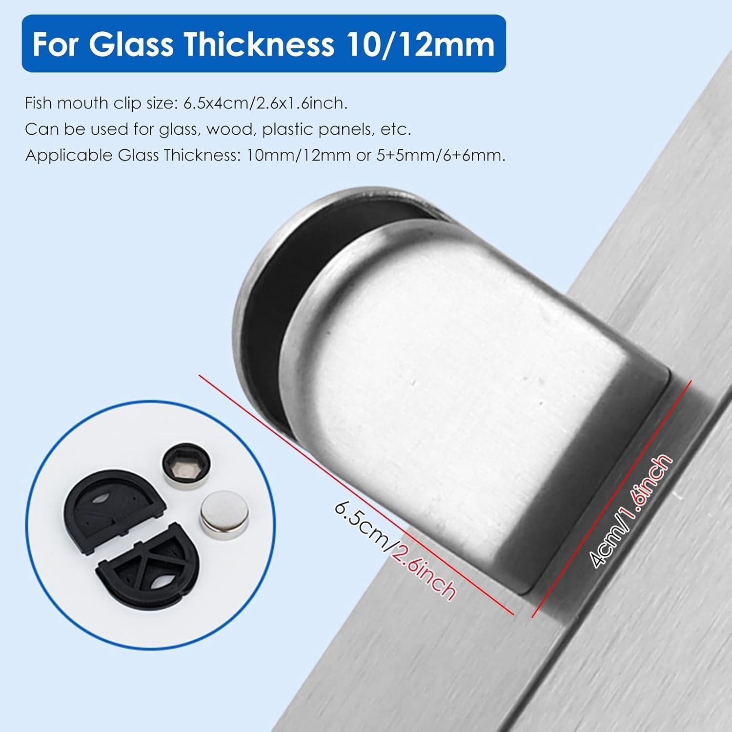 Square Glass Railing Post – Indoor Stainless Steel Clamp Fence Balusters with Complete Installation Kit – Easy to Install Vertical Support for Stairs and Floors