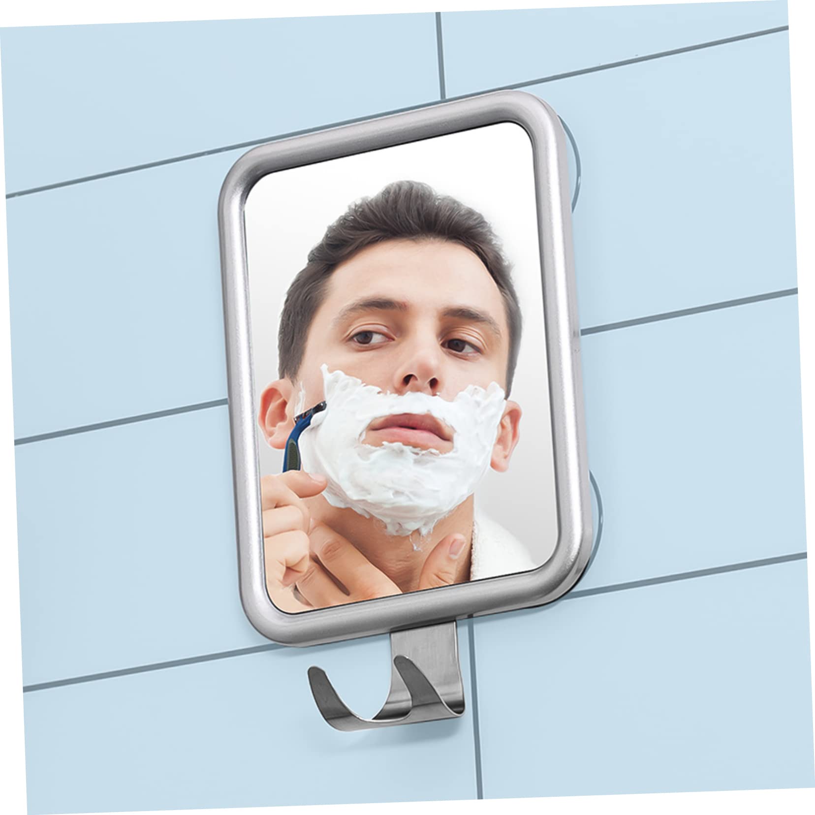 Beschlagfreier Duschspiegel mit Saugnapf, Wandmontage, Aluminium, ideal für Make-up und Rasur, Anti-Beschlag-Technologie für klare Reflexion bei nassen Bedingungen