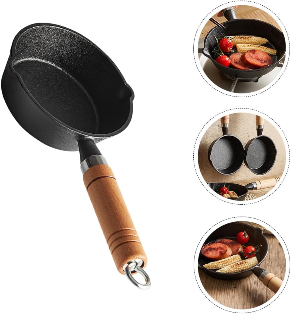 POPETPOP Mini Cast Iron Butter Melting Pot with Spout Kitchen Accessory for Heating Milk and Oil Compact and Easy to Clean Cooking Tool