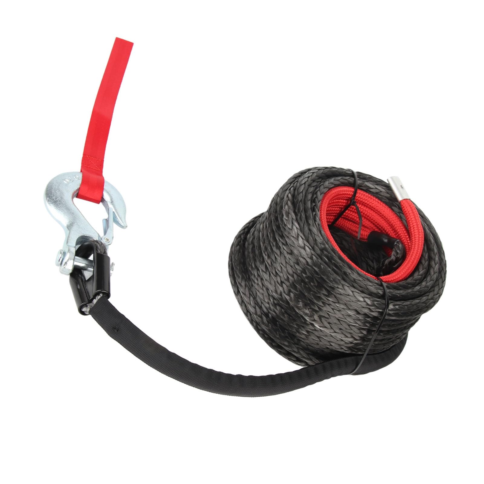 10mm X 30m Synthetic Winch Rope Kit Proof Wear Tow Rope Hook Belt Set for Off Road Vehicle Trucks 18740 Lbs