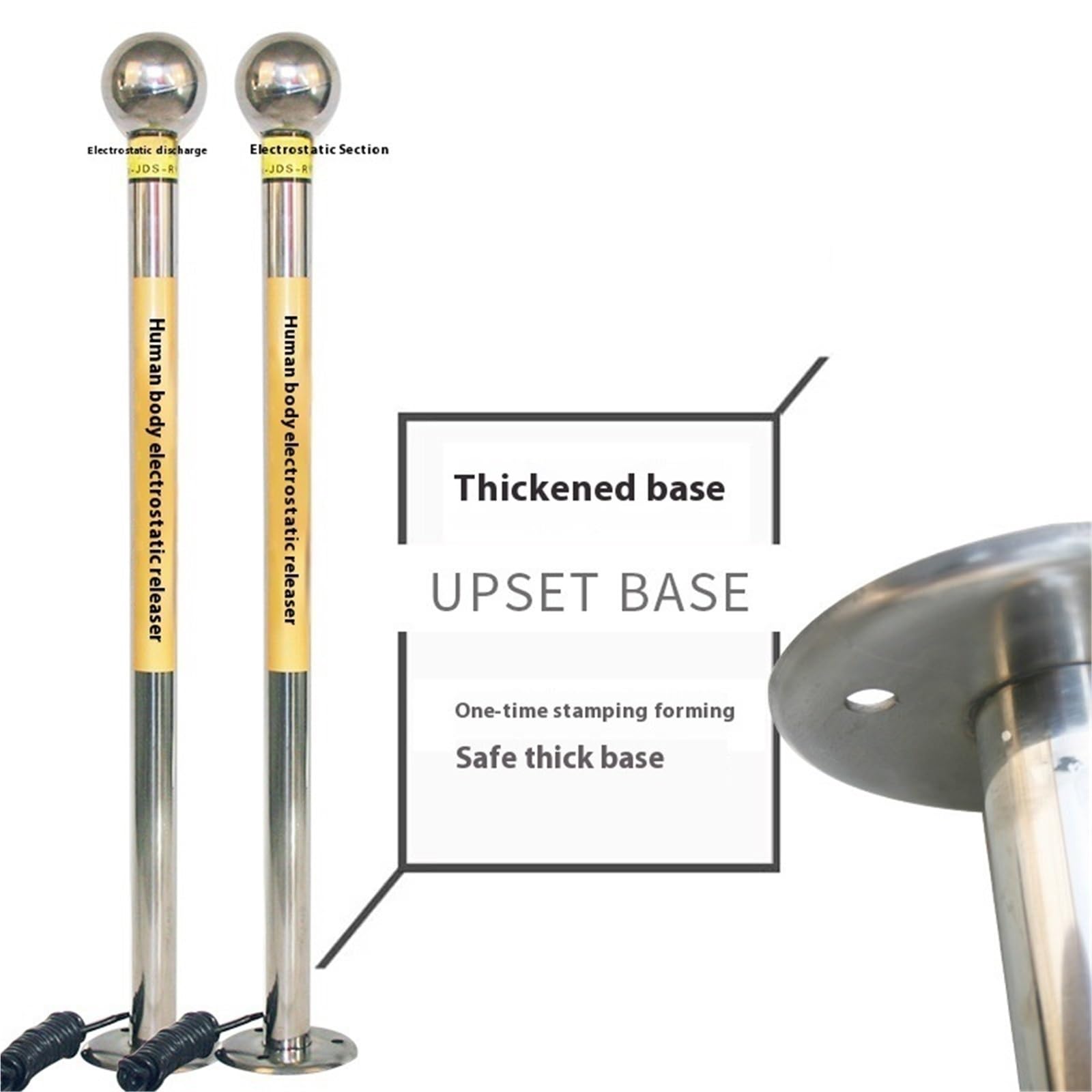 Scaricatore di elettricità statica del corpo umano, eliminatore antistatico, colonna di scarico statico industriale in acciaio inossidabile