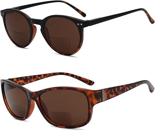 Eyekepper Ahorra un 10% en el paquete de 2 gafas de sol bifocales montura clásica Sunshine Readers Black Brown Tortoise +3.00