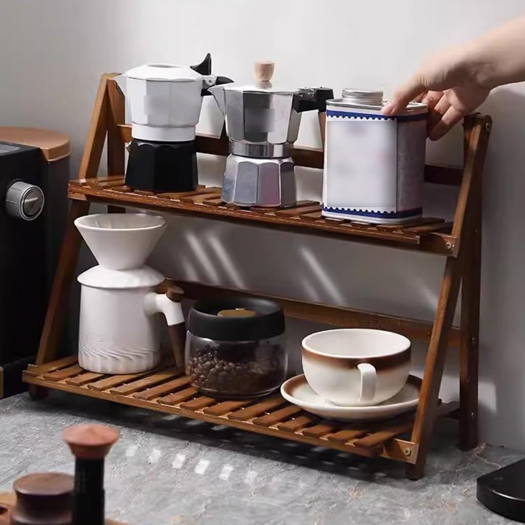 Massief Houten Mokkenrek Koffie Keukengerei Organisator Kruiden Opbergrek Voor Woonkamer Slaapkamer Koffie Bar Keuken Werkbank (Color : Brown, Size : 50 * 19 * 35cm