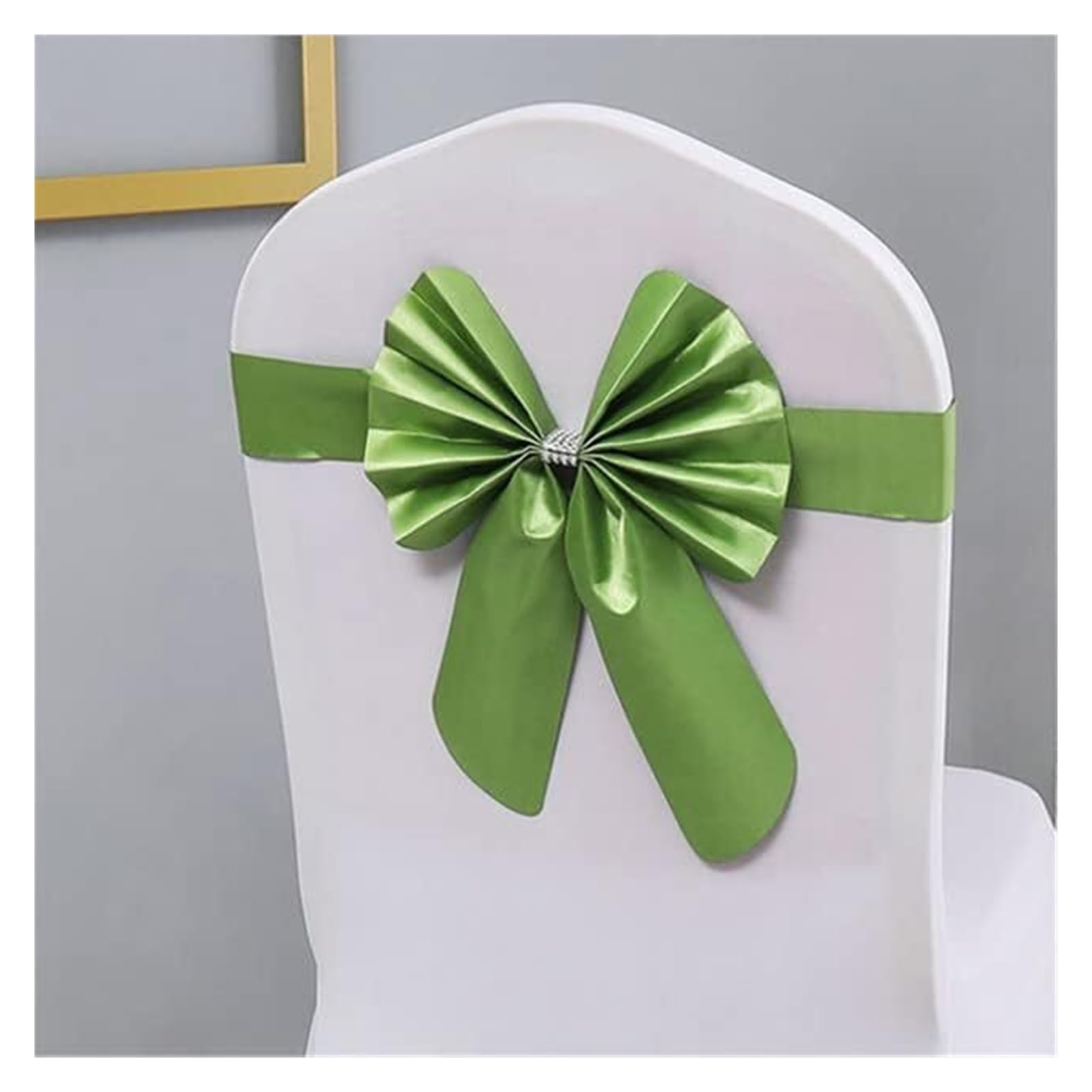 REcsdza chair sashes, Personalized Wedding Chair Sash with Bride & Groom Name Bow Band With Slider Buckle Custom(Green)