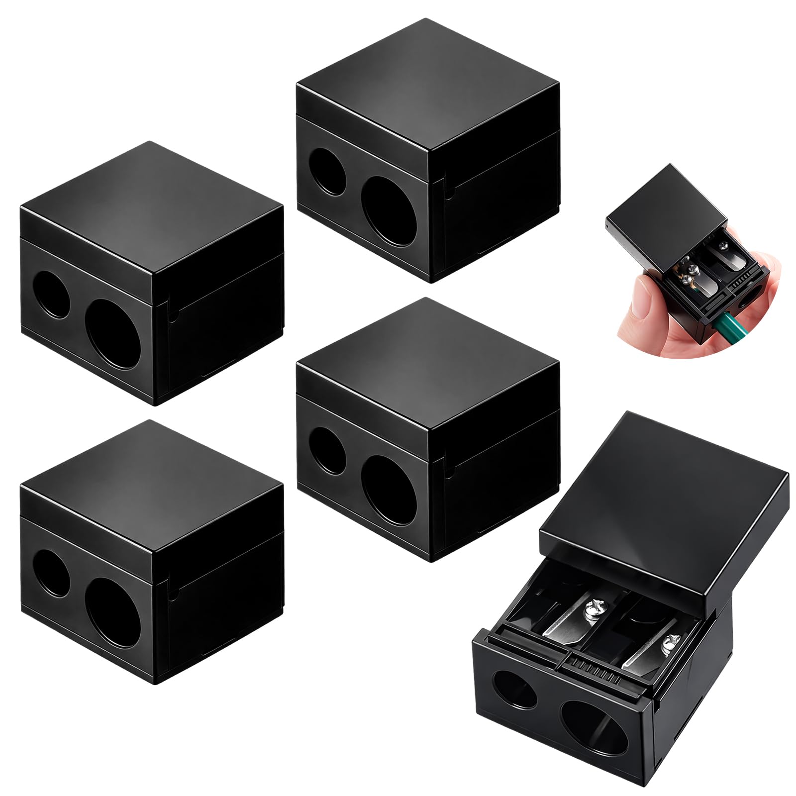 Chuangdi 5 Pack Makeup Pencil Sharpener Dual Hole Cosmetic Pencil Sharpener