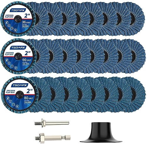 TSOAPX 28 Pcs 2" Zirconia Flap Disc, 36/60/80 Grit Angle Grinder