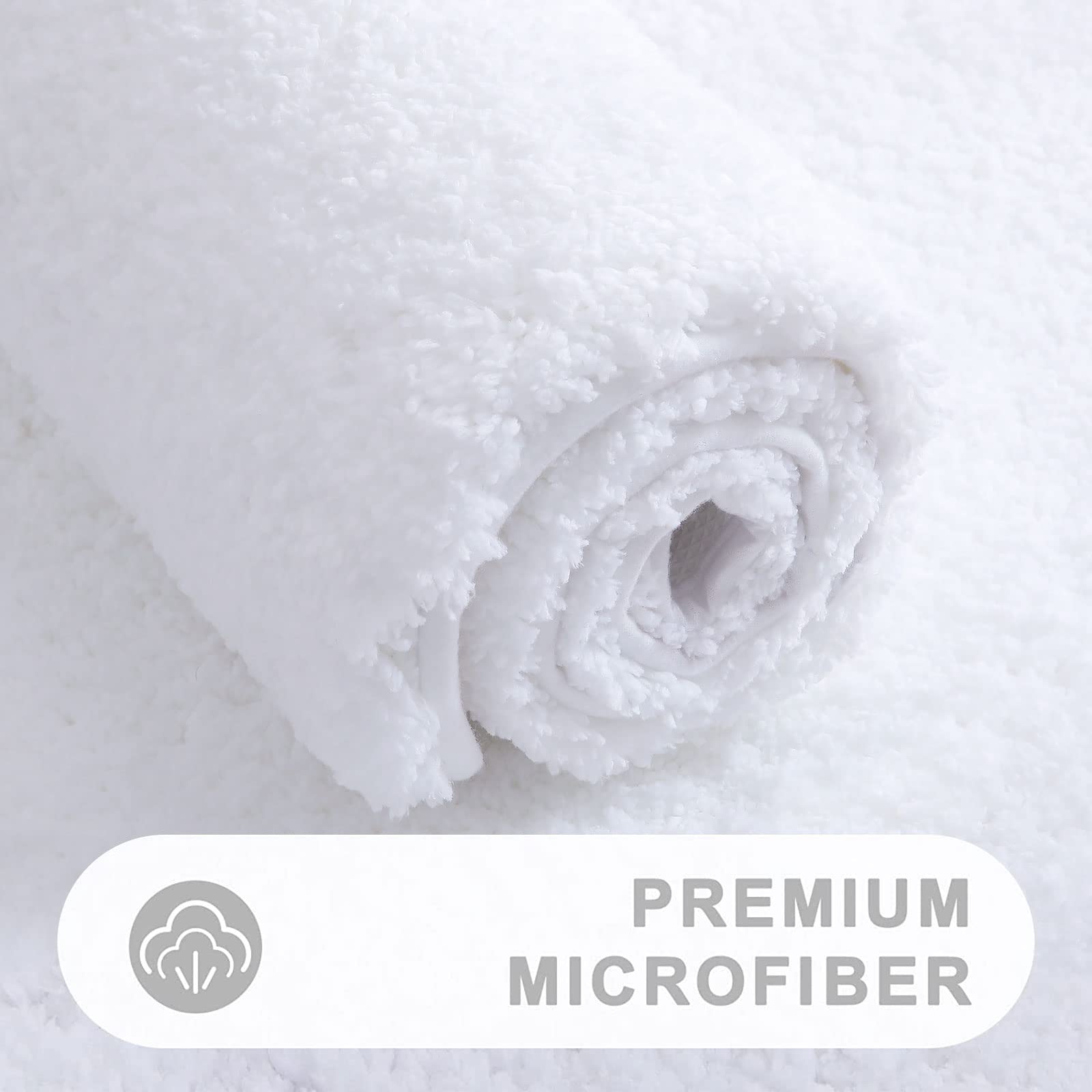 Buganda Microfiber Bathroom Rugs (30 x 20, White) Shaggy Soft and Absorbent, Non Slip, Thick Plush, Machine Washable Bath Mat and Bath Rugs for Bathroom