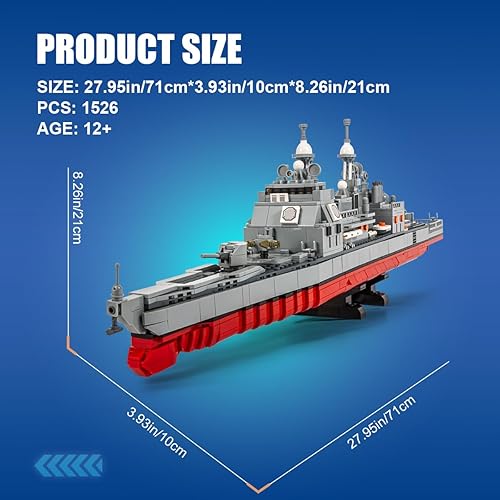 Miniatura 2 de DAHONPA Ticonderoga-Class Cruiser - Kit de bloques de construcción de naves militares, 1526 piezas de ladrillos, juguetes STEM para kits o adultos