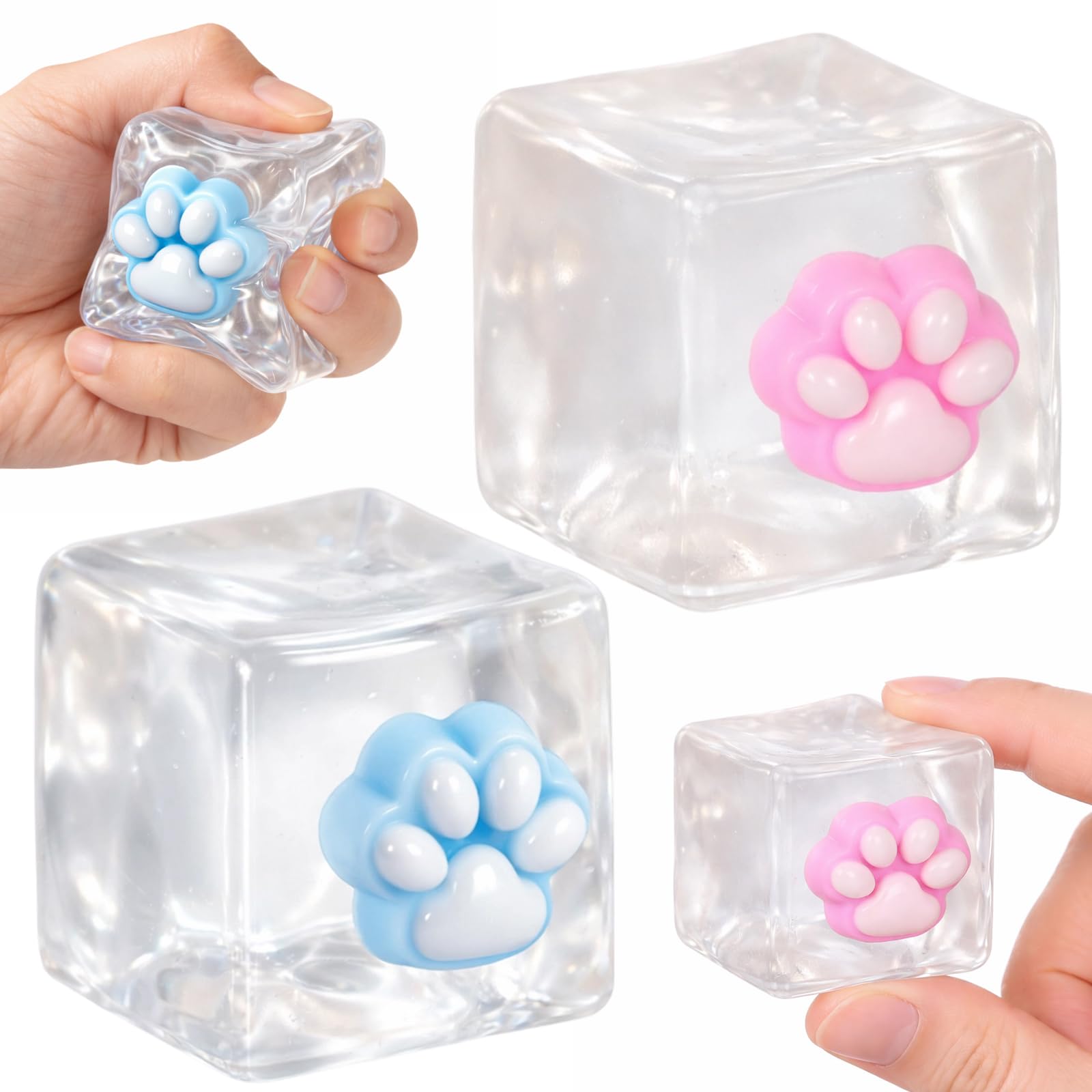 WitMbg Fidget Ice Cube, Fidget Toys, 2 Pcs Fidget Toy for Focus Enhancement, Portable Stress Toys for Office and Classroom Use(Pink and Blue)