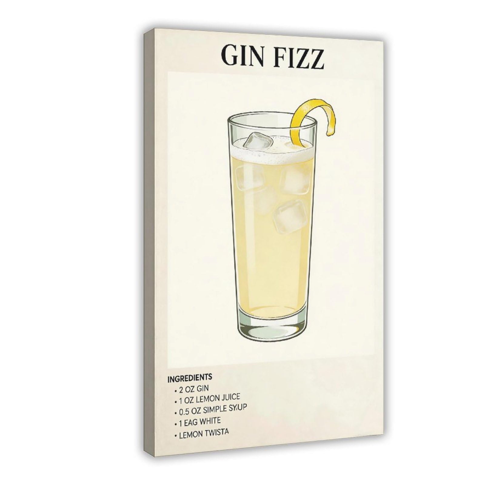 Bareronor Gin Fizz Cocktail Canvas Poster for Office Decor Gift