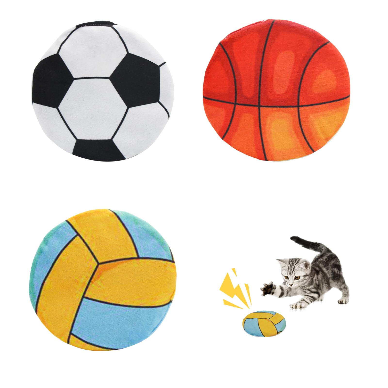 Andiker Catnip Toys for Cat, 3 Pcs Cat Chew Toy with Catnip and Crinkle Sound, Interactive Cat Toy Catnip Ball Plush Cat Toy for Kitten and Adult Cat for Teeth Cleaning Playing Chewing (3Pcs)