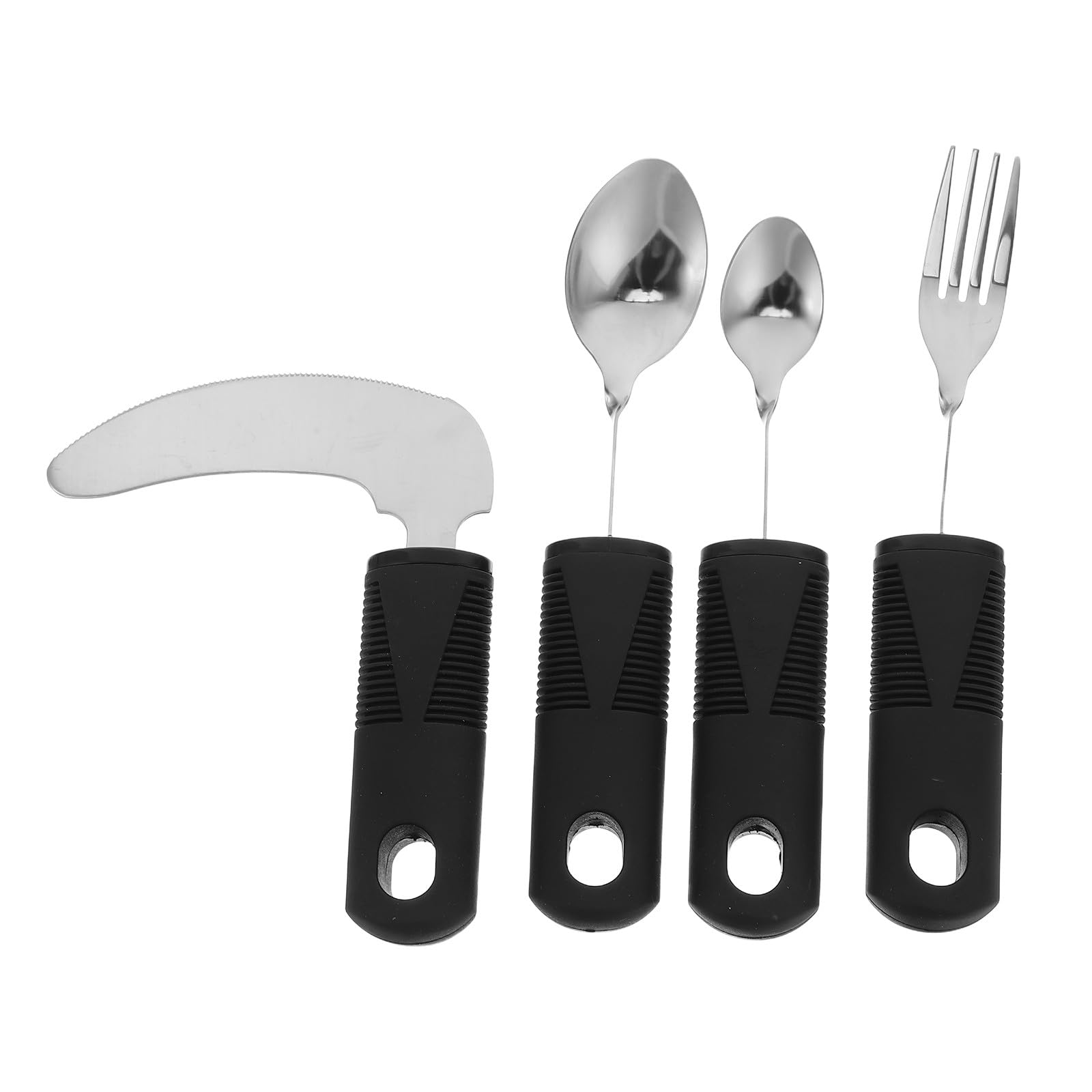 4pezzi Posate Adattabili per Adulti Disabili e Anziani Manico Curvo e Profondo per Facilitare la Presa del Cibo Utensili Ergonomici per Mangiare senza Sforzo