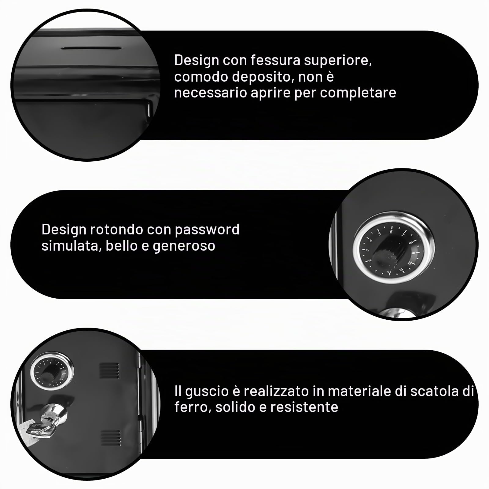 Salvadanaio a forma di salvadanaio, cassaforte con chiave, salvadanaio, sicurezza Metal Money Bank con chiave (18 x 12 x 10 cm)