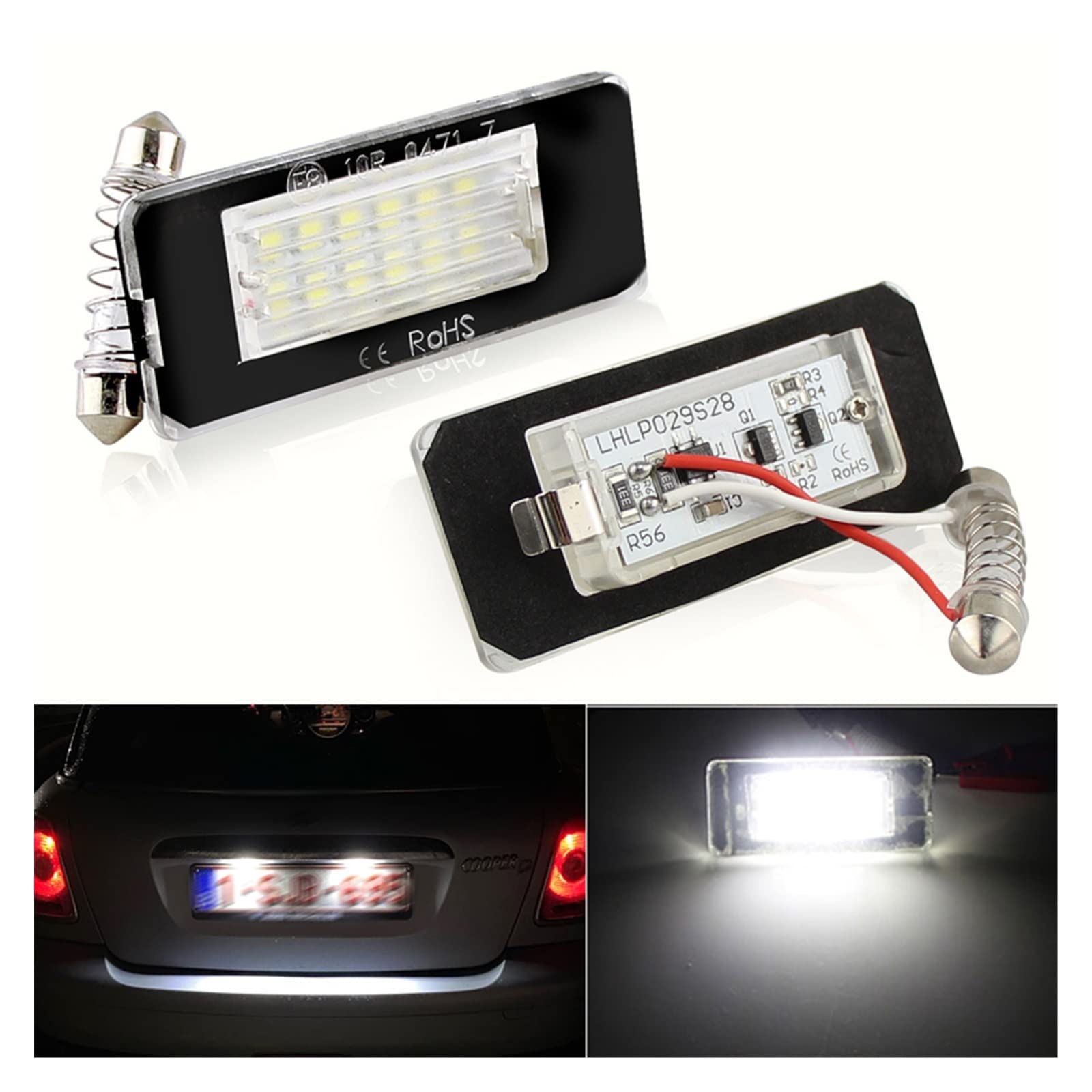 luce targa posteriore 2x Per Cooper MKII R56 Hatchback R57 Convertible R58 Roadster R59 SMD Canbus - Luci Della Targa