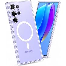 Magnetic Case for Samsung Galaxy S24 Ultra, Clear Anti-Yellowing Phone Case Compatible with MagSafe Accessories, Strong Magnetic Attraction, Slim Shockproof Protective Cover with Camera Protection