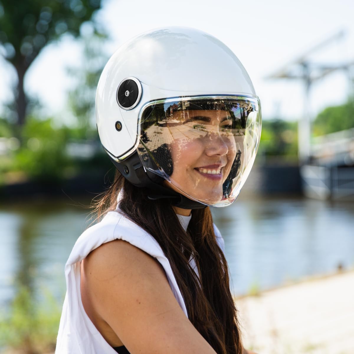 VINZ Tobia Casco Jet Doppia Visiera VIntage | Casco Scooter / Moto Donna E Uomo | Certificato ECE 22.06 | nelle taglie dalla XS-XXL