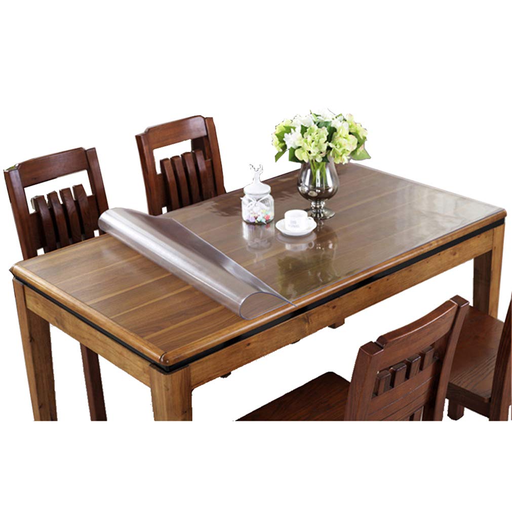 Protector de Mesa Transparente de 90 x 160cm,PVC Portada de la Tabla,2 mm,para Cocina Comedor Muebles de Madera Cubierta Mantel