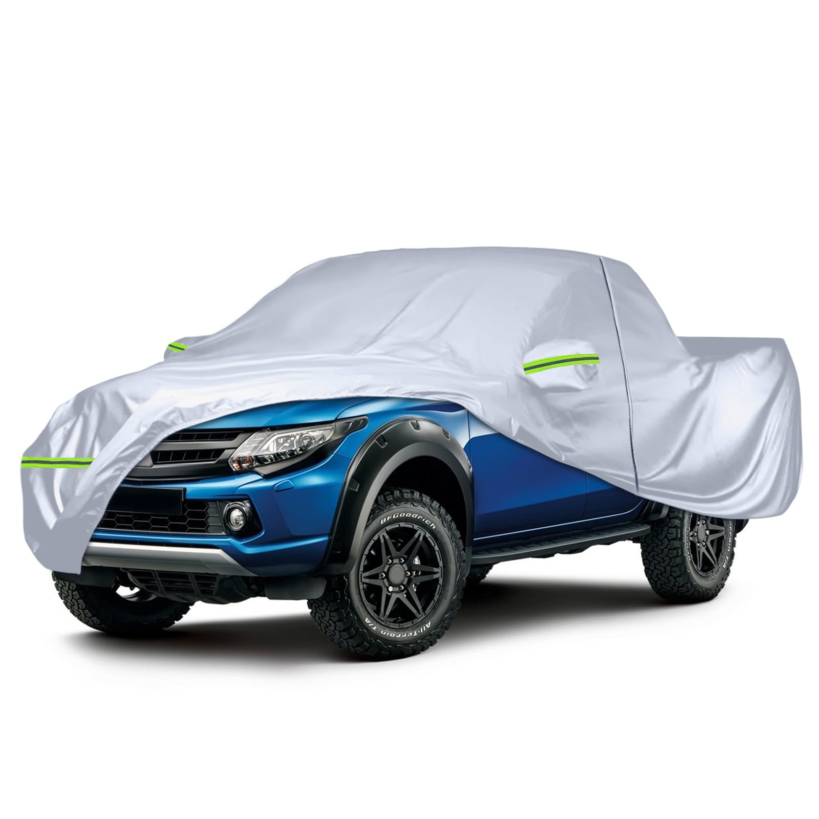 Funda de coche impermeable apta para Ford Ranger, Toyota Hilux, Nissan, Navara, VW Amarok, verano, lona completa, cubierta exterior para lluvia, sol, polvo, protección UV, color plateado