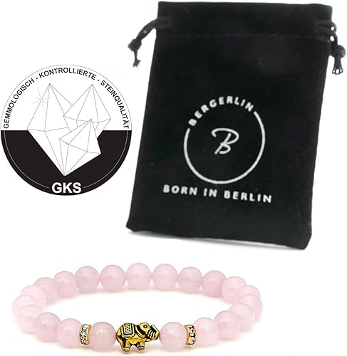 Miniatura 2 de BERGERLIN - Pulsera de elefante - Pulsera de piedra natural real con perlas genuinas de 0.315 in y reflejos de cristal - Calidad Certificada