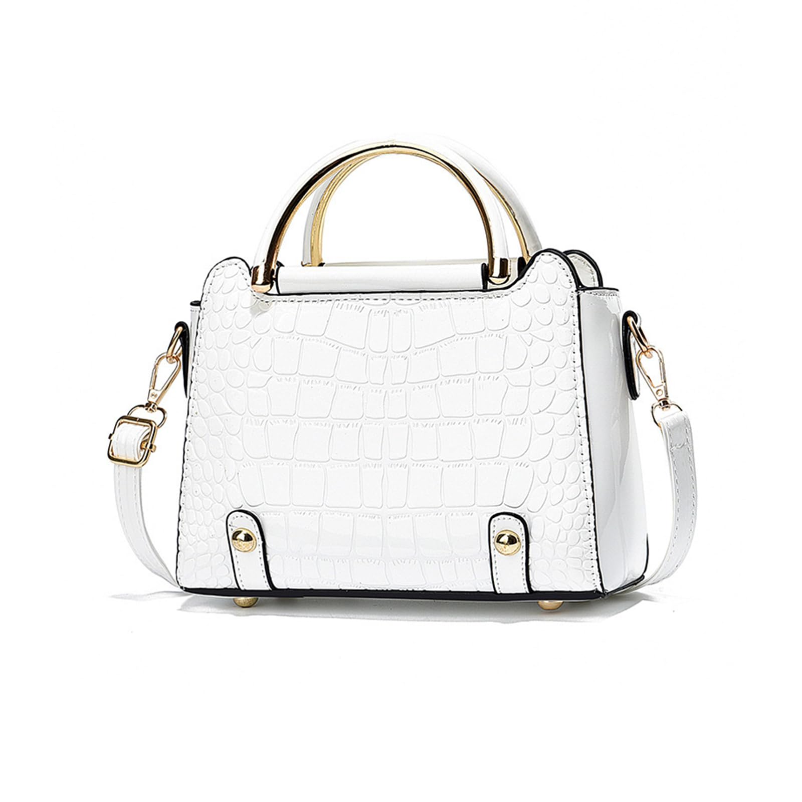 NICOLE & DORIS Borsa a Mano Elegante Piccola Borsa Tracolla Vernice Coccodrillo Borsa a Spalla Borsetta Crossbody Borsa Donna Bauletto Borsa Pochette Bianco